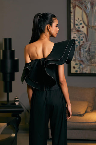 Black Quilted Structural Corset by Siddartha Tytler, available on Indiaspopup.com