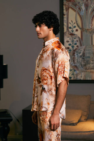 Moth Printed Collar Shirt And Pants by Siddartha Tytler Men, available on Indiaspopup.com