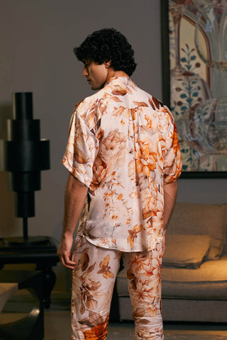 Moth Printed Collar Shirt And Pants by Siddartha Tytler Men, available on Indiaspopup.com