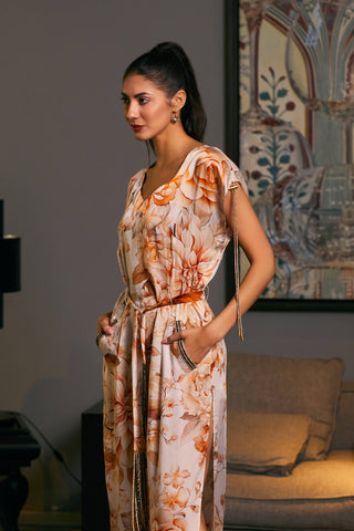 Moth Printed Long Kaftan by Siddartha Tytler, available on Indiaspopup.com