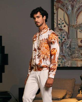 Snake Satin Printed Bomber Jacket by Siddartha Tytler Men, available on Indiaspopup.com