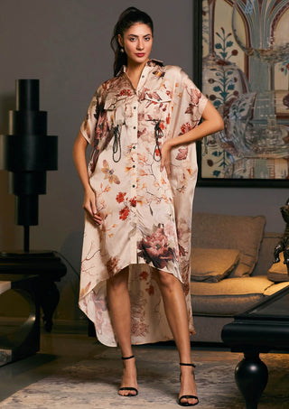 Bumble Bee Printed Oversized Kaftan Shirt by Siddartha Tytler, available on Indiaspopup.com