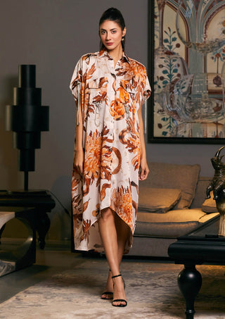 Snake Printed Oversized Kaftan Shirt by Siddartha Tytler, available on Indiaspopup.com