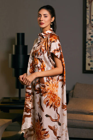 Snake Printed Oversized Kaftan Shirt by Siddartha Tytler, available on Indiaspopup.com