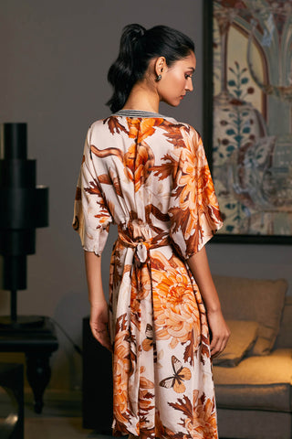 Snake Printed Belted Kaftan Dress by Siddartha Tytler, available on Indiaspopup.com