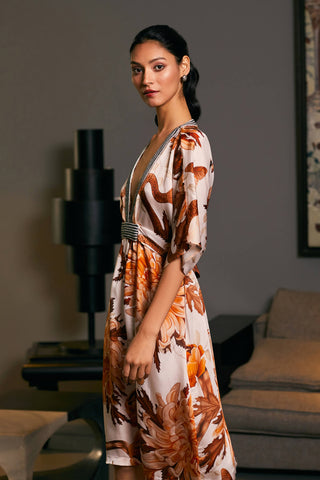 Snake Printed Belted Kaftan Dress by Siddartha Tytler, available on Indiaspopup.com