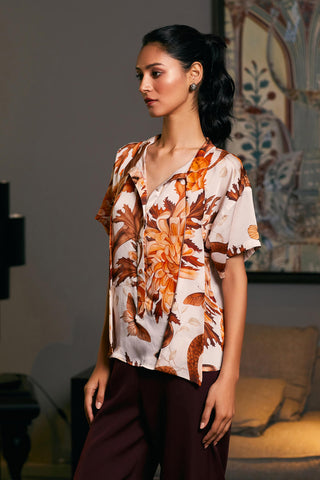 Snake Bamberg Satin Printed Top by Siddartha Tytler, available on Indiaspopup.com