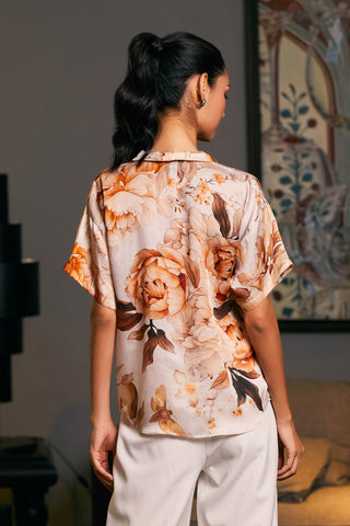 Moth Bamberg Satin Printed Top by Siddartha Tytler, available on Indiaspopup.com