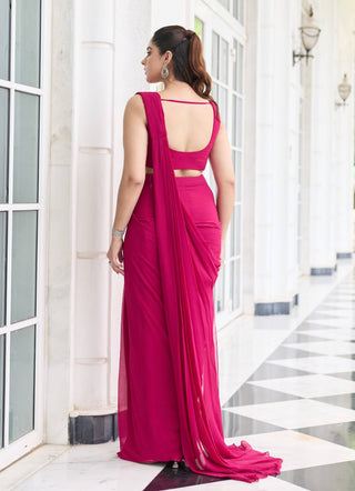 Shreeya berry pink embellished sari and blouse