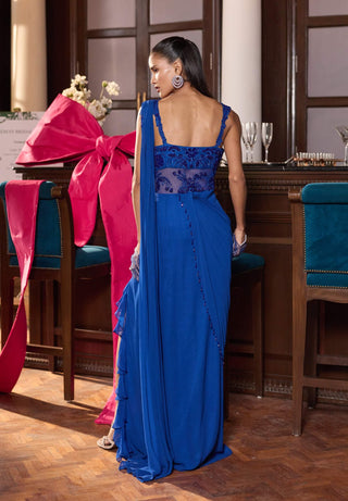 Ayushi electric blue concept sari and blouse