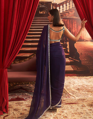 Desi Girl Purple Organza Sari Set by Seema Thukral available on Indiaspopup.com