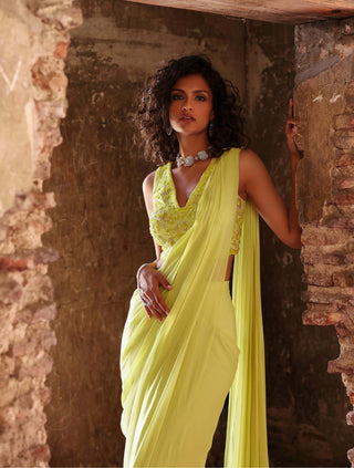 Seema Thukral-Keva Draped Sari And Jacket Set-INDIASPOPUP.COM