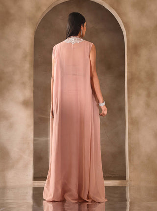 Seema Thukral-Dusty Pink Draped Sari And Jacket Set-INDIASPOPUP.COM