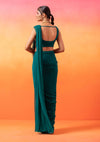 Seema Thukral-Emerald Green Pre-Stitched Sari And Blouse-INDIASPOPUP.COM