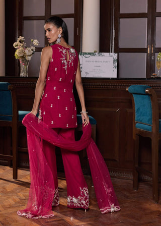 Anchal berry pink kurta pant set