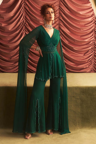 Seema Emerald Green Peplum And Pants by Seema Thukral available on Indiaspopup.com