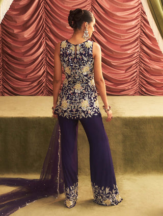 Haseena Purple Embellished Kurta And Flared Pant Set by Seema Thukral available on Indiaspopup.com