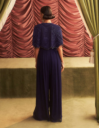 Poonam Purple Embellished Cape And Jumpsuit by Seema Thukral available on Indiaspopup.com