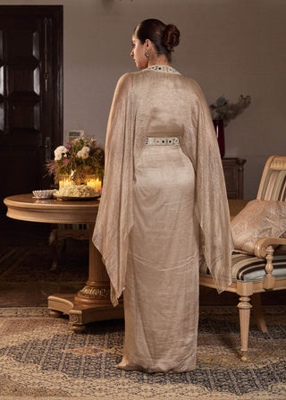 Anaika tissue gold draped dress