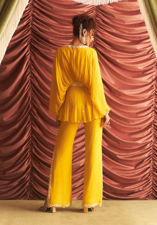 Prerna Yellow Embellished Peplum And Pants by Seema Thukral available on Indiaspopup.com