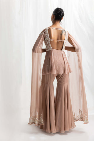 Seema Thukral-Dusty Pink Embellished Peplum And Gharara-INDIASPOPUP.COM