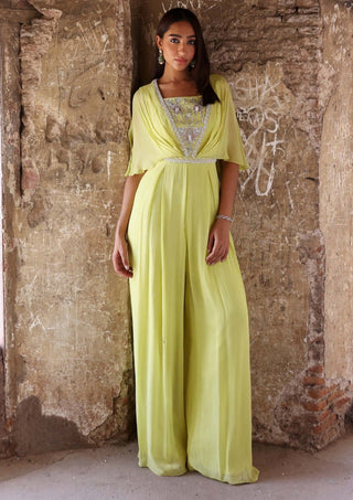 Renell green pleated jumpsuit