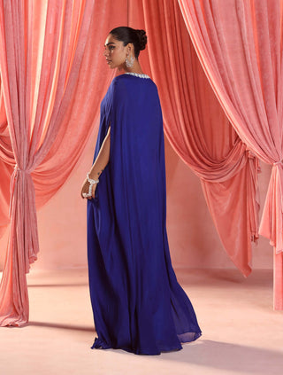 Seema Thukral-Nura Electric Blue Draped Kaftan-INDIASPOPUP.COM