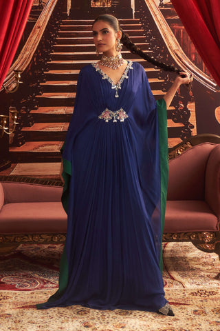 Mohini Electric Embellished Draped Kaftan by Seema Thukral available on Indiaspopup.com