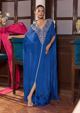 Kinaya electric blue embellished kaftan