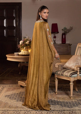 Heer tissue dark gold embellished kaftan