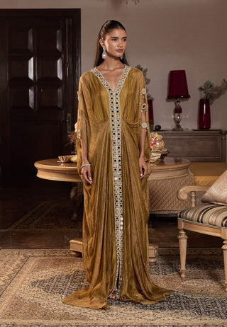 Heer tissue dark gold embellished kaftan