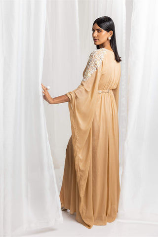 Seema Thukral-Dune Gold Embellished Kaftan With Belt-INDIASPOPUP.COM