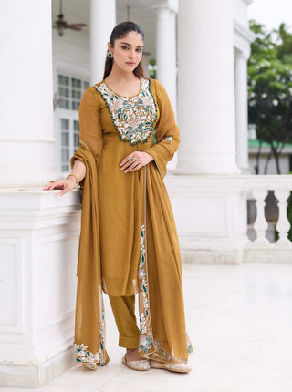Shubham brass gold kurta salwar set