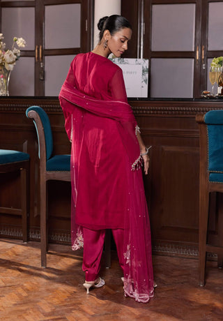 Gurbani berry pink kurta salwar set