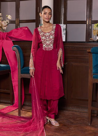 Gurbani berry pink kurta salwar set