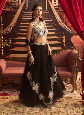 Malaika Black Embellished Lehenga Set by Seema Thukral available on Indiaspopup.com