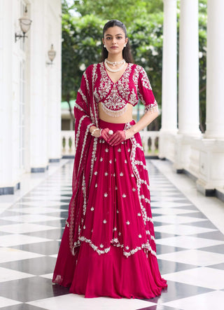 Shivika berry pink embellished lehenga set