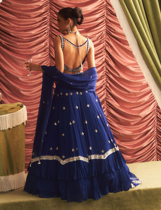 Chameli Electric Blue Embellished Lehenga Set by Seema Thukral available on Indiaspopup.com