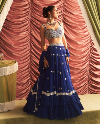 Chameli Electric Blue Embellished Lehenga Set by Seema Thukral available on Indiaspopup.com