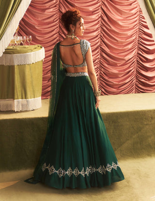 Simran emerald green lehenga set