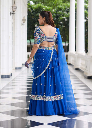 Heena electric blue embellished lehenga set