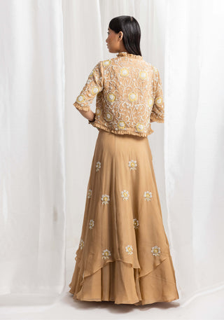 Seema Thukral-Dune Gold Embellished Jacket And Skirt Set-INDIASPOPUP.COM