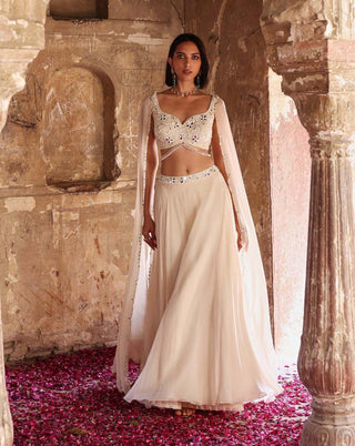 Seema Thukral-Areen Ivory Blouse And Circular Skirt-INDIASPOPUP.COM