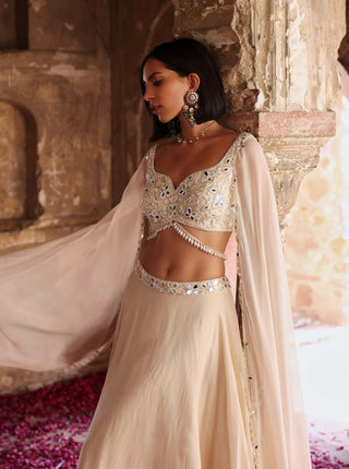 Seema Thukral-Areen Ivory Blouse And Circular Skirt-INDIASPOPUP.COM