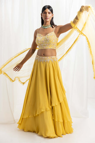 Seema Thukral-Yellow Embellished Lehenga Set-INDIASPOPUP.COM