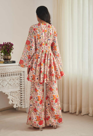Vinamrh champagne kurta and flared pants