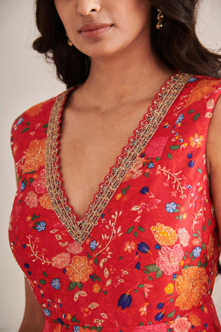 Rithi red floral dress
