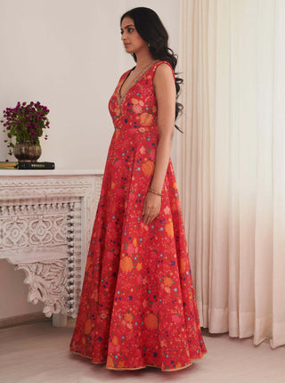 Rithi red floral dress
