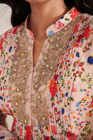 Libas champagne floral kurta and gharara