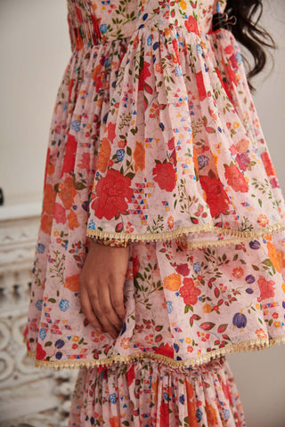 Libas champagne floral kurta and gharara